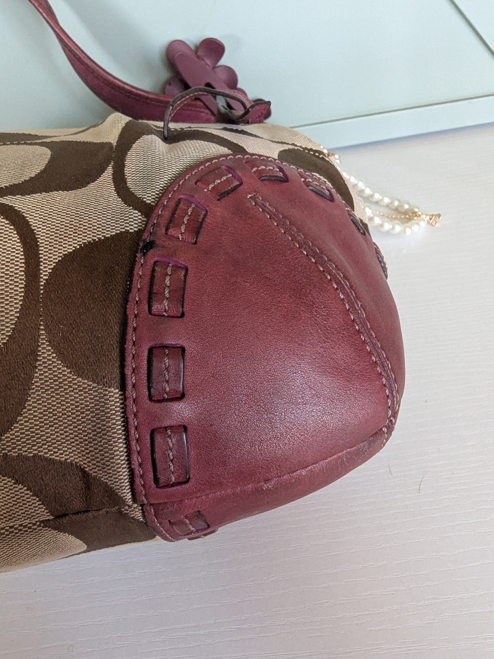 vintage Coach Ergo Signature Pleated Hobo Shoulder Bag - Picture 7 of 14
